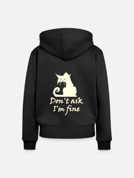 don t ask Katze - Frauen Premium Bio Zip Hoodie - Schwarz
