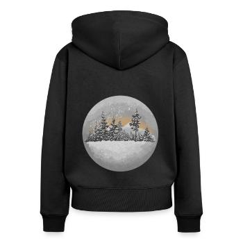 Schneelandschaften, die an Winter und Weihnachten erinnern. - Frauen Premium Bio Zip Hoodie - Schwarz - Hinten - Julia (174cm)