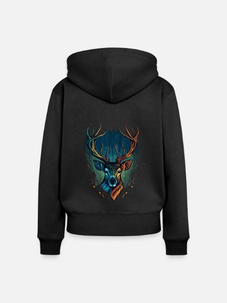 Hirschköpfe - Frauen Premium Bio Zip Hoodie - Schwarz