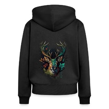 Geweih Liebhaber - Frauen Premium Bio Zip Hoodie - Schwarz - Hinten - Julia (174cm)