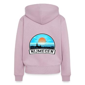 Nijmegen Niederlande Skyline Vintage Sunset Travel - Frauen Premium Bio Zip Hoodie - Altrosa - Hinten - Julia (174cm)