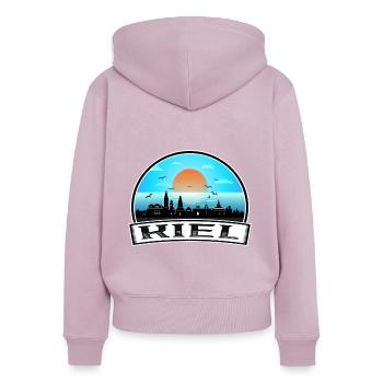 Kiel Deutschland Skyline Vintage Sunset Travel Souveni - Frauen Premium Bio Zip Hoodie - Altrosa - Hinten - Julia (174cm)