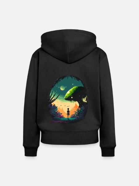 Sci-Fi-Landschaft - Frauen Premium Bio Zip Hoodie - Schwarz