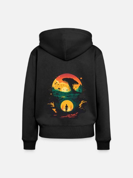 Alien-Portal - Frauen Premium Bio Zip Hoodie - Schwarz
