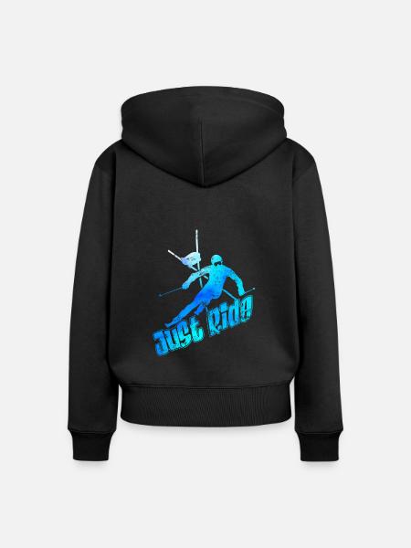 Slalom einfach fahren - Frauen Premium Bio Zip Hoodie - Schwarz