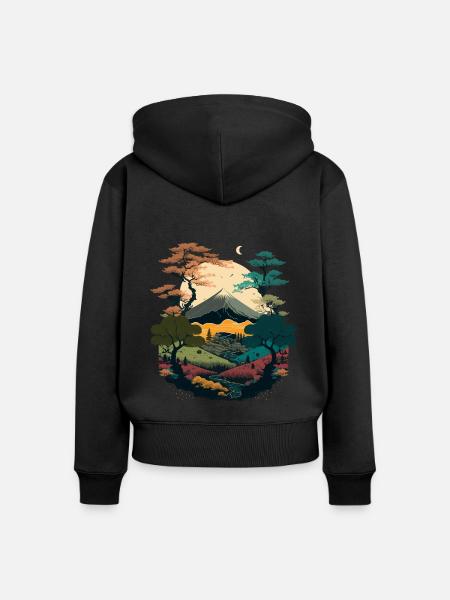 Illustration im Querformat - Frauen Premium Bio Zip Hoodie - Schwarz