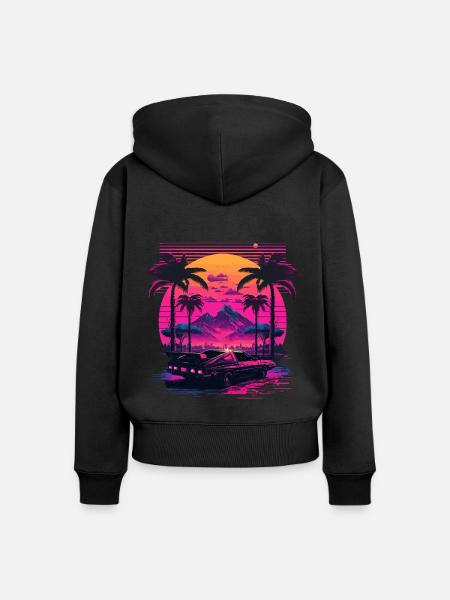 Retro Auto - Frauen Premium Bio Zip Hoodie - Schwarz