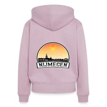 Nijmegen Niederlande Skyline Vintage Sunset Travel - Frauen Premium Bio Zip Hoodie - Altrosa - Hinten - Julia (174cm)