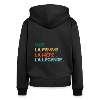 Jade - die Frau, die Mutter, die Legende - Frauen Premium Bio Zip Hoodie - Schwarz - Hinten - Julia (174cm)