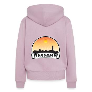 Amman Jordanie Skyline Vintage Sunset Travel Souveni - Sweat à capuche zippé Premium bio Femme - rose poudré - Dos - Julia (174cm)