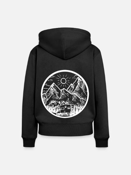 Berg - Camping Van - (12) - Frauen Premium Bio Zip Hoodie - Schwarz