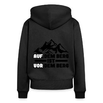 Wanderer Spruch - Frauen Premium Bio Zip Hoodie - Schwarz - Hinten - Julia (174cm)