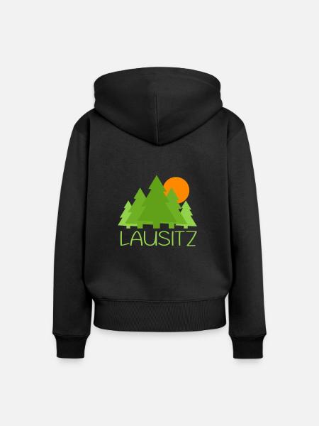 Wald Sonnenuntergang Lausitz - Frauen Premium Bio Zip Hoodie - Schwarz