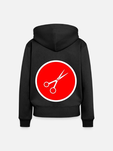 Schere Barber Kreis - Frauen Premium Bio Zip Hoodie - Schwarz