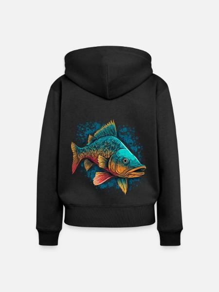 Flussfisch - Frauen Premium Bio Zip Hoodie - Schwarz