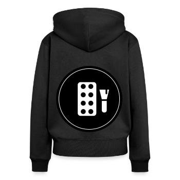 Maquillage Cosmétiques - Sweat à capuche zippé Premium bio Femme - noir - Dos - Julia (174cm)