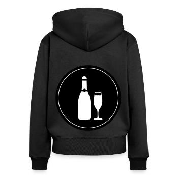 Rotwein Symbol - Frauen Premium Bio Zip Hoodie - Schwarz - Hinten - Julia (174cm)