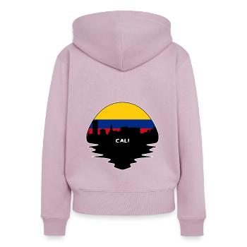 Cali Kolumbien Flagge Skyline Silhouette Reisen - Frauen Premium Bio Zip Hoodie - Altrosa - Hinten - Julia (174cm)