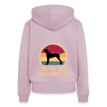 Ariege Pointer Hund Lover Silhouette Vintage Sonnenuntergang - Frauen Premium Bio Zip Hoodie - Altrosa - Hinten - Julia (174cm)