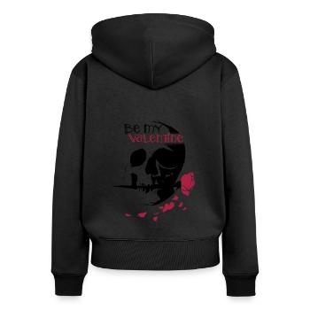 Sei mein Valentinstag - sei mein Valentinstag - Frauen Premium Bio Zip Hoodie - Schwarz - Hinten - Julia (174cm)