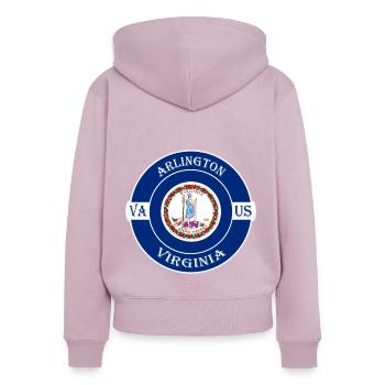 Arlington Virginia Flagge USA Reise Souvenir Abzeichen - Frauen Premium Bio Zip Hoodie - Altrosa - Hinten - Julia (174cm)