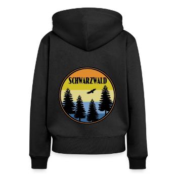 Schwarzwald - Frauen Premium Bio Zip Hoodie - Schwarz - Hinten - Julia (174cm)