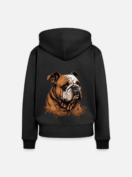 Schläfrige Bulldogge - Frauen Premium Bio Zip Hoodie - Schwarz
