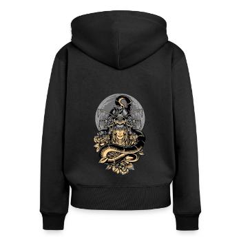 Snake Moon Woman - Frauen Premium Bio Zip Hoodie - Schwarz - Hinten - Julia (174cm)