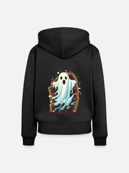 Halloween Geist - Frauen Premium Bio Zip Hoodie - Schwarz