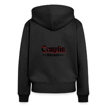 Templin Sütterlin - Frauen Premium Bio Zip Hoodie - Schwarz - Hinten - Julia (174cm)