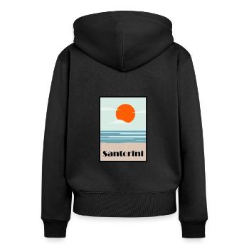Santorini See Meer art deco - Frauen Premium Bio Zip Hoodie - Schwarz - Hinten - Julia (174cm)
