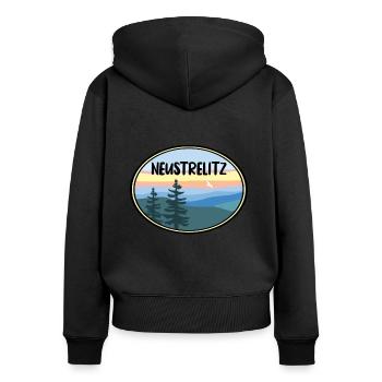 Neustrelitz Natur - Frauen Premium Bio Zip Hoodie - Schwarz - Hinten - Julia (174cm)