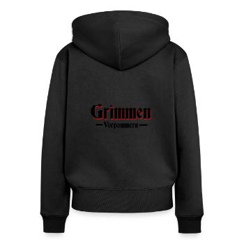 grimmen - Frauen Premium Bio Zip Hoodie - Schwarz - Hinten - Julia (174cm)