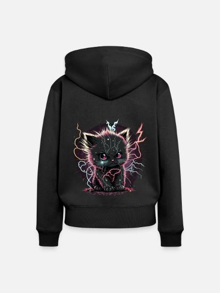 Kätzchen perfekt aufladen - Frauen Premium Bio Zip Hoodie - Schwarz