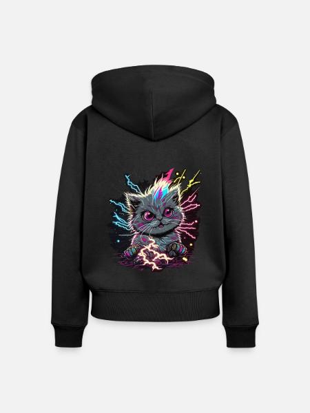 Katzenaufladung - Frauen Premium Bio Zip Hoodie - Schwarz