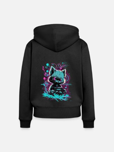 Lauter Kat - Frauen Premium Bio Zip Hoodie - Schwarz