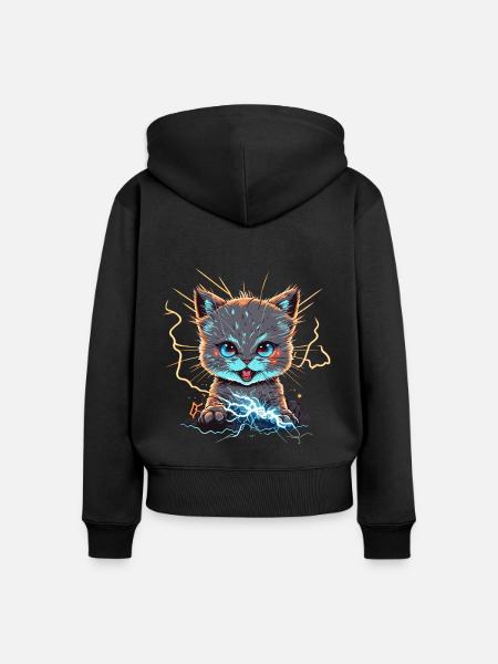 Spannung Kat - Frauen Premium Bio Zip Hoodie - Schwarz