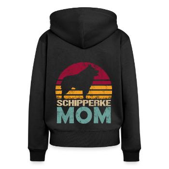 Schipperke Chien Maman Mama Mistress Vintage - Sweat à capuche zippé Premium bio Femme - noir - Dos - Julia (174cm)