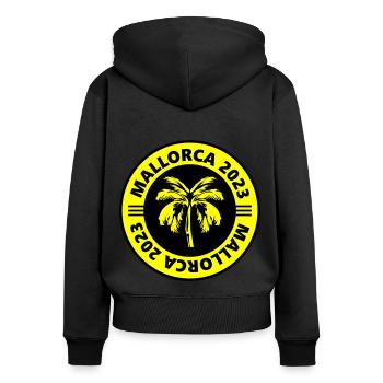 Mallorca 2023 - Frauen Premium Bio Zip Hoodie - Schwarz - Hinten - Julia (174cm)