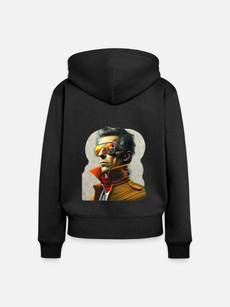 Retro Flash No39 - Frauen Premium Bio Zip Hoodie - Schwarz