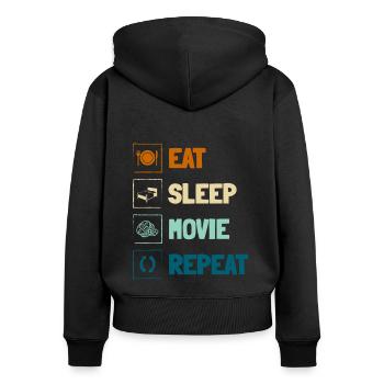 Filmstar Kamera Staff Festival - Frauen Premium Bio Zip Hoodie - Schwarz - Hinten - Julia (174cm)