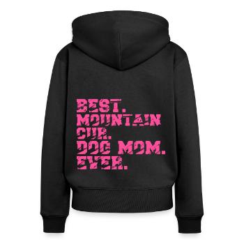 Mountain Cur Maman Chien Maman Maîtresse Dictons Rose - Sweat à capuche zippé Premium bio Femme - noir - Dos - Julia (174cm)