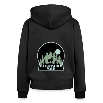 Bayrischer Wald - Frauen Premium Bio Zip Hoodie - Schwarz - Hinten - Julia (174cm)