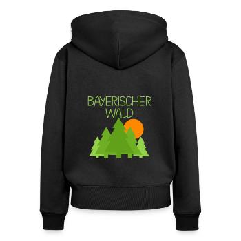 Bayrischer Wald - Frauen Premium Bio Zip Hoodie - Schwarz - Hinten - Julia (174cm)