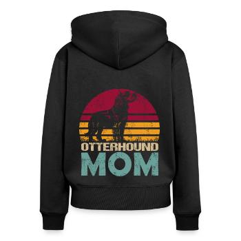 Otterhound Otter Chien Maman Maîtresse Vintage - Sweat à capuche zippé Premium bio Femme - noir - Dos - Julia (174cm)