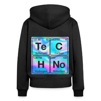 Techno Rave Electro Raver Chemie Periodensystem - Frauen Premium Bio Zip Hoodie - Schwarz - Hinten - Julia (174cm)