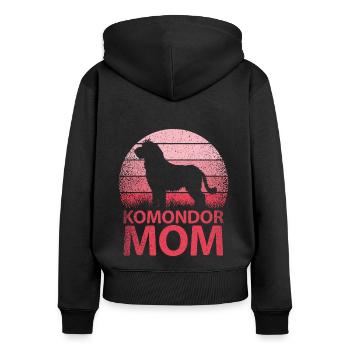 Komondor Maman Hongroise Maman Maman Maîtresse Rose - Sweat à capuche zippé Premium bio Femme - noir - Dos - Julia (174cm)