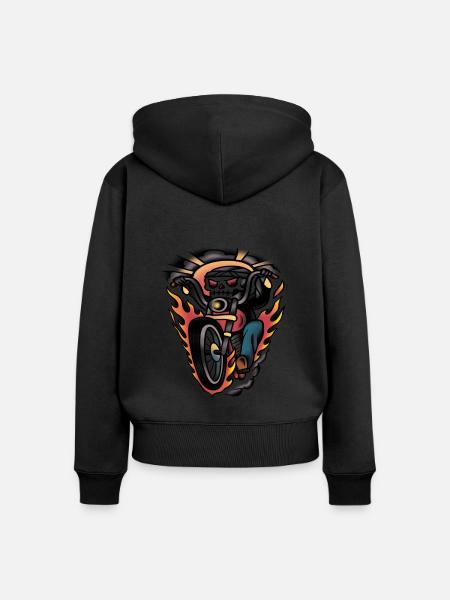 Biker old-school tattoo kunst - Vrouwen Premium Bio ziphoodie - zwart