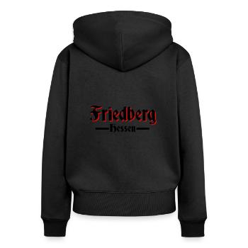 Friedberg in Hessen - Frauen Premium Bio Zip Hoodie - Schwarz - Hinten - Julia (174cm)