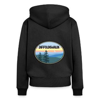 Dippoldiswalde - Frauen Premium Bio Zip Hoodie - Schwarz - Hinten - Julia (174cm)